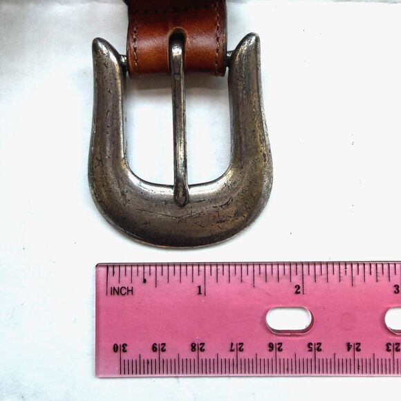 Vintage Ann Taylor Croc Print Brown Leather Womens Belt Size XS S Western 24-27" - Picture 11 of 12